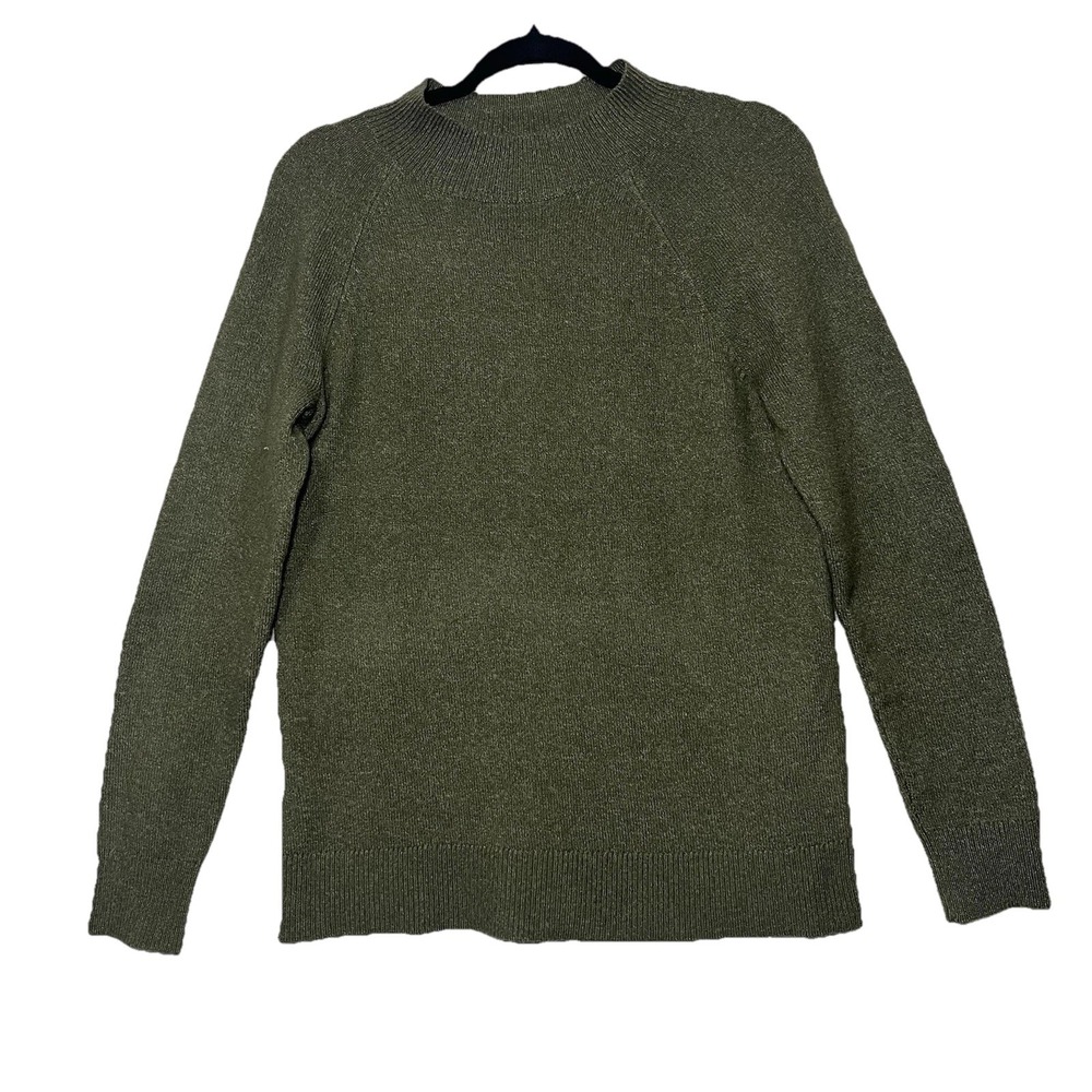 Loft Long Sleeve Turtleneck Merino Wool Acrylic Green Sweater Size M